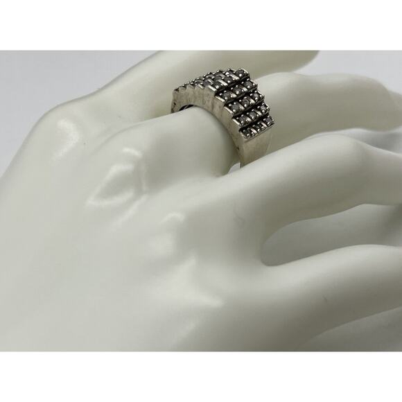 JWBR Sterling Silver‎ & Diamond 3 Tier Cocktail Anniversary Ring Size 8.5 - Picture 8 of 15